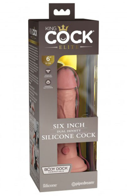 Miękkie silikonowe dildo z twardszym rdzeniem King Cock 6 Inch Dual Density Silicone Cock Light