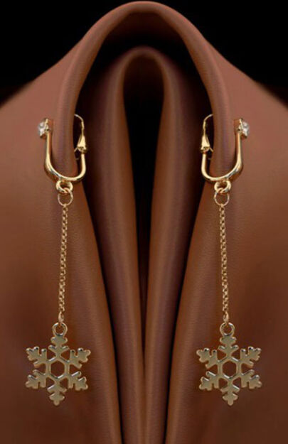 Non-Pierced Clitoral Jewelry Dangle With Snowflake UPKO