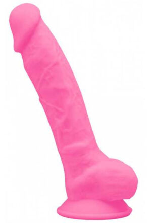 Silikonowe Dildo Model 1 18 Cm Pink Glow In The Dark Silexd