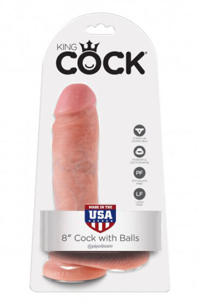 8' Cock With Balls Flesh Dildo Z Jądrami Cieliste 20Cm King Cock