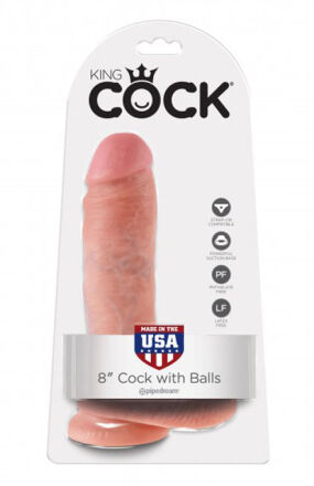 8' Cock With Balls Flesh Dildo Z Jądrami Cieliste 20Cm King Cock