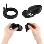 Zestaw Pasów Cnoty Denial Silicone Chastity Cage Set Black Brutus - 7
