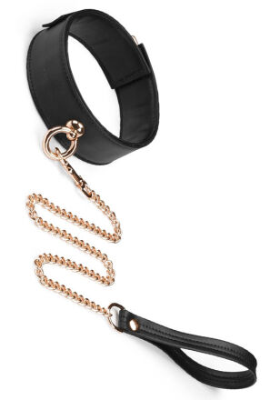 Obróżka Black Organosilicon Collar With Leash Liebe Seele