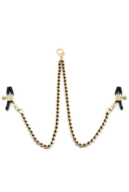 Liebe Seele klamerki na sutki Black Beads Chains And Nipple Clamps