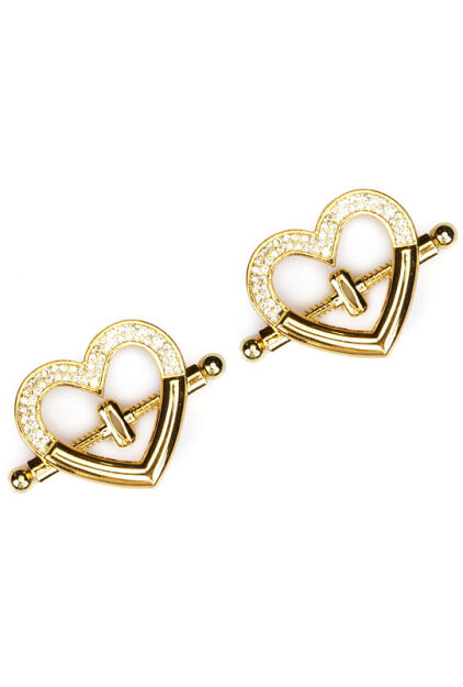 Klamerki Heart-shaped Nipple Clamps with Rhinestones Liebe Seele