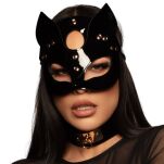 Maska na oczy High Gloss Cat Mask Deluxe Black/Gold Kinky Diva - 3