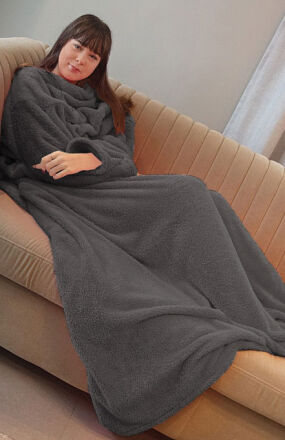 Koc z rękawami szary