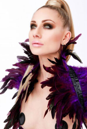 Kinky Diva Feather Shoulder Wrap Purple