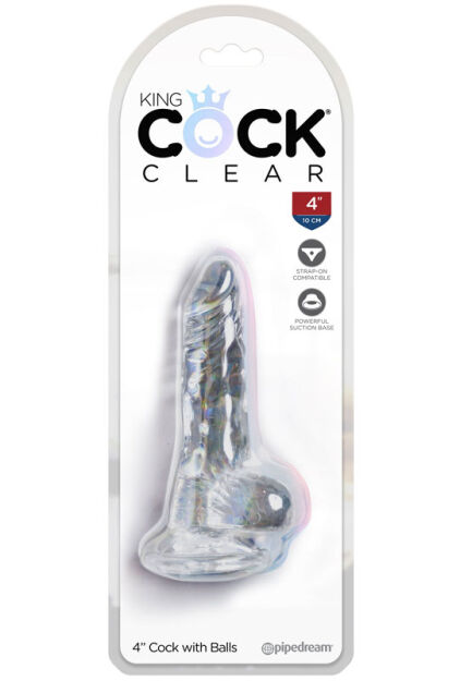 Dildo 10Cm King Cock Clear Cock With Balls Pipedream
