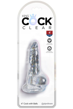 Dildo 10Cm King Cock Clear Cock With Balls Pipedream