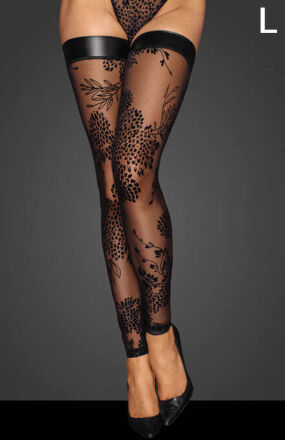 F243 Tulle stockings patterned flock embroidery L