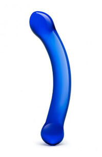 Curved G-Spot Glass Dildo Blue Szklane