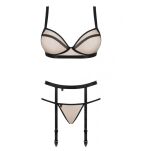 Beżowy Komplet Z Pasem Do Pończoch Nudelia Nude L/Xl Obsessive - 3