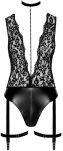 Body F297 Libido Deep-V Bodysuit M Noir Handmade - 8