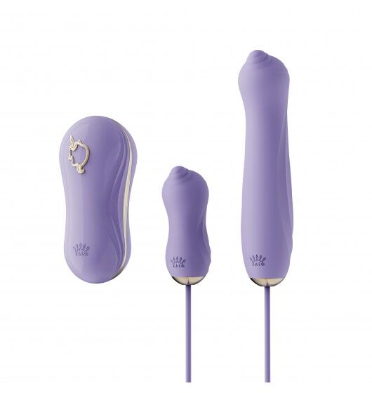 Zestaw bezdotykowy stymulator łechtaczki wraz z dwoma wibratorami Zalo Unicorn Set Berry Violet