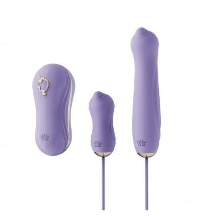 Zestaw bezdotykowy stymulator łechtaczki wraz z dwoma wibratorami Zalo Unicorn Set Berry Violet