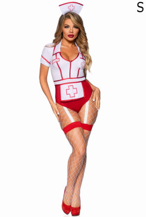 Kostium Pielęgniarki Nurse Feelgood Bodysuit Red S Leg Avenue