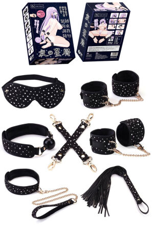 Liebe Seele zestaw Stary Nights 7pcs Bondage Kit Black Stary PU