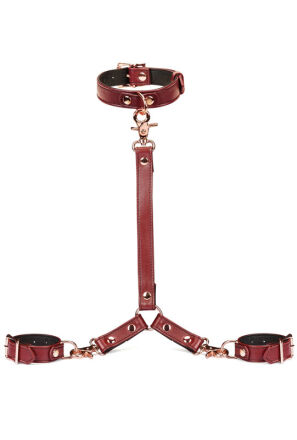 Liebe Seele uprząż Wine Red Collar and Wrist Restraint Harness