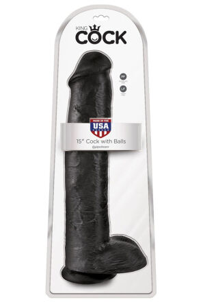 King Cock 15" Cock with Balls Black