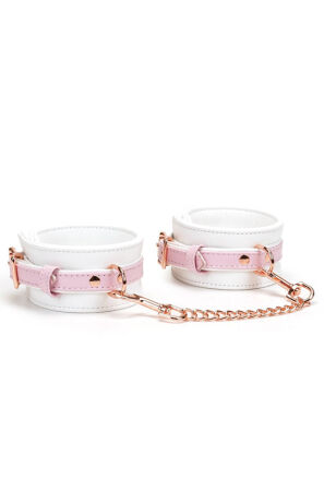 Kajdanki White & Pink Fairy Goat Leather Hand Cuffs Liebe Seele
