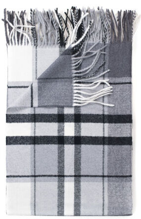 Wełniana Krata Szalik Light Grey