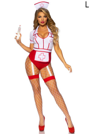 Kostium Pielęgniarki Nurse Feelgood Bodysuit Red L Leg Avenue