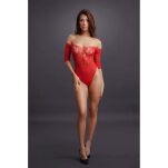 Body Crotchless Rhinestone Teddy Red OS Le Desir - 3