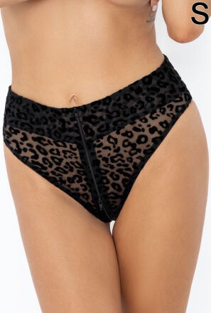 F290 Panties of leopard flock with zipper S
