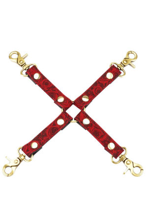 Uprząż Kinbaku Ukiyoe Red Rosy Leather Hogtie Liebe Seele
