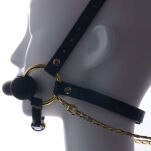 Knebel Leather Head Restraint Harness Mouth Gag With Leash UPKO - 4