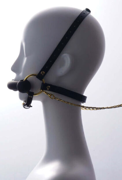Knebel Leather Head Restraint Harness Mouth Gag With Leash UPKO