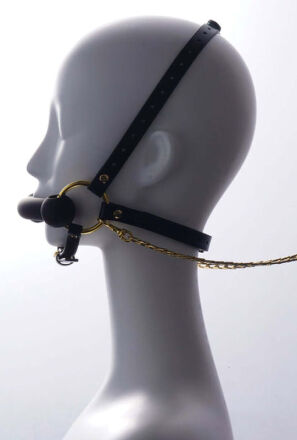 Knebel Leather Head Restraint Harness Mouth Gag With Leash UPKO