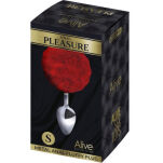 Alive korek analny z ogonkiem Metal Anal Fluffy Plug Red M - 2