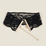 Body Low Cut Lace +Necklace Black/Gold L/XL Kinky Diva - 7