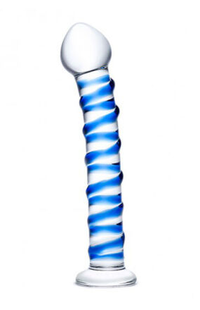 Szklane Dildo Z Niebieską Spiralą Dookoła Blue Spiral S Dildo Glas
