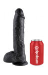 10' Cock With Balls Black Dildo Z Jądrami Czarne 25 Cm King Cock - 5