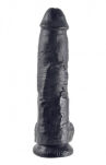 10' Cock With Balls Black Dildo Z Jądrami Czarne 25 Cm King Cock - 2