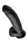 9' Cock With Balls Black Dildo Z Jądrami Czarne 23Cm King Cock - 4