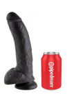 9' Cock With Balls Black Dildo Z Jądrami Czarne 23Cm King Cock - 5
