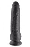 9' Cock With Balls Black Dildo Z Jądrami Czarne 23Cm King Cock - 2