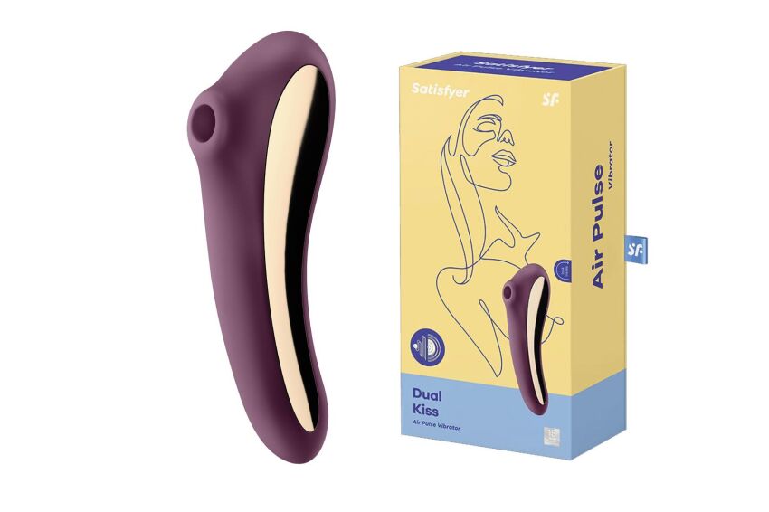 Stymulator łechtaczki z wibratorem Dual Kiss Wine Red Satisfyer