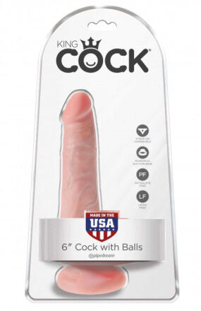 6' Cock With Balls Flesh Dildo Z Jądrami Cieliste 15Cm King Cock