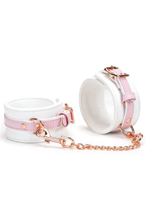 Kajdanki White & Pink Fairy Goat Leather Ankle Cuffs Liebe Seele