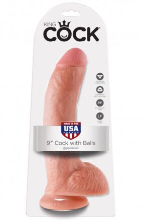 9' Cock With Balls Flesh Dildo Z Jądrami Cieliste 23Cm King Cock