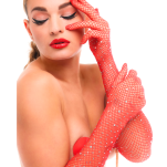 Kinky Diva rękawiczki z cyrkoniami Starlet Gloves Red/Rhinestones - 2