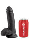 7' Cock With Balls Black Dildo Z Jądrami Czarne 18Cm King Cock - 5