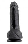 7' Cock With Balls Black Dildo Z Jądrami Czarne 18Cm King Cock - 2