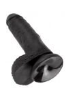 7' Cock With Balls Black Dildo Z Jądrami Czarne 18Cm King Cock - 4