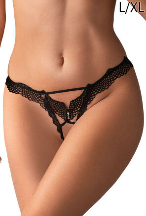 Bravelle stringi otwarte czarne L/XL Obsessive
